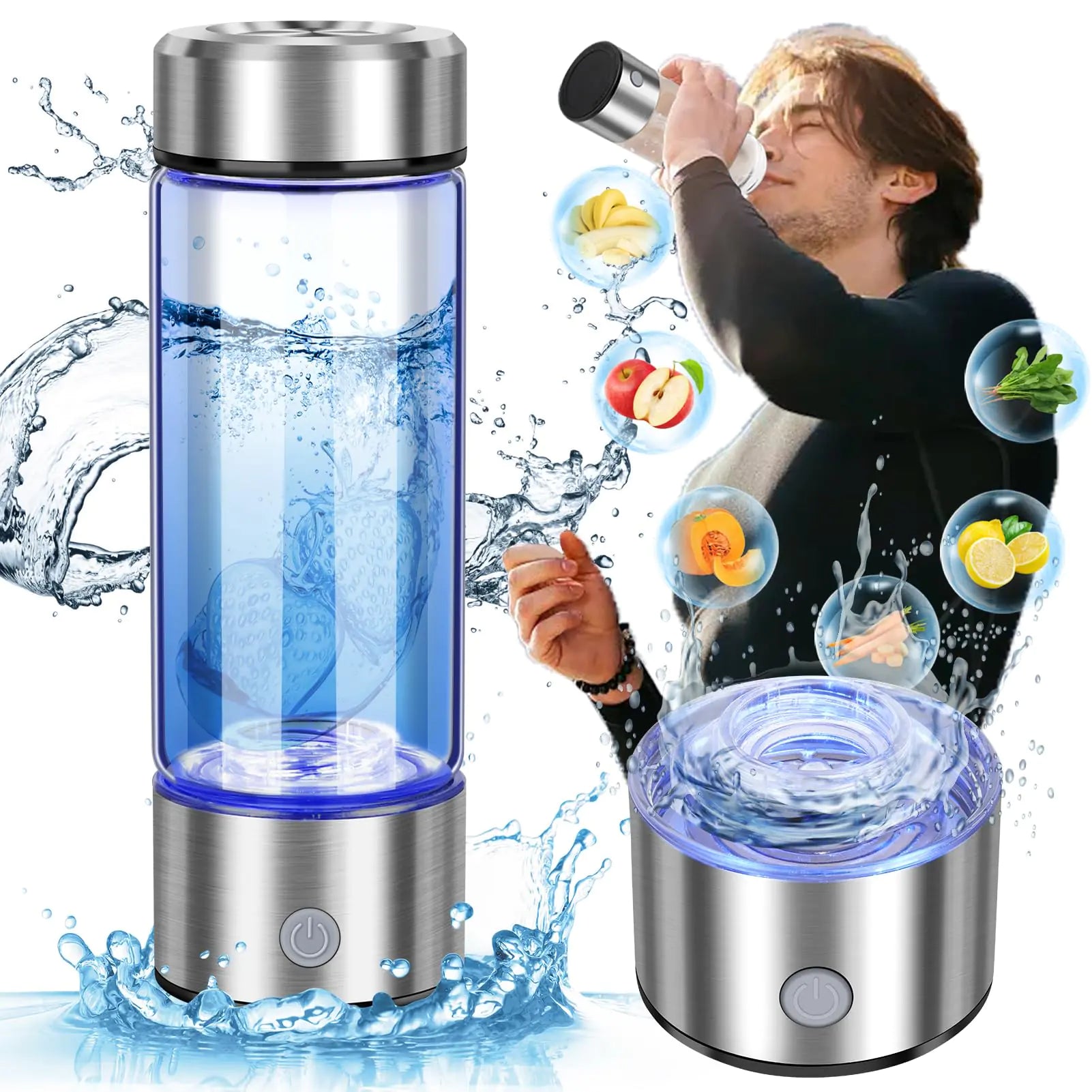 Hydrogen Water Bottle 420ml - Portable Water Ionizer